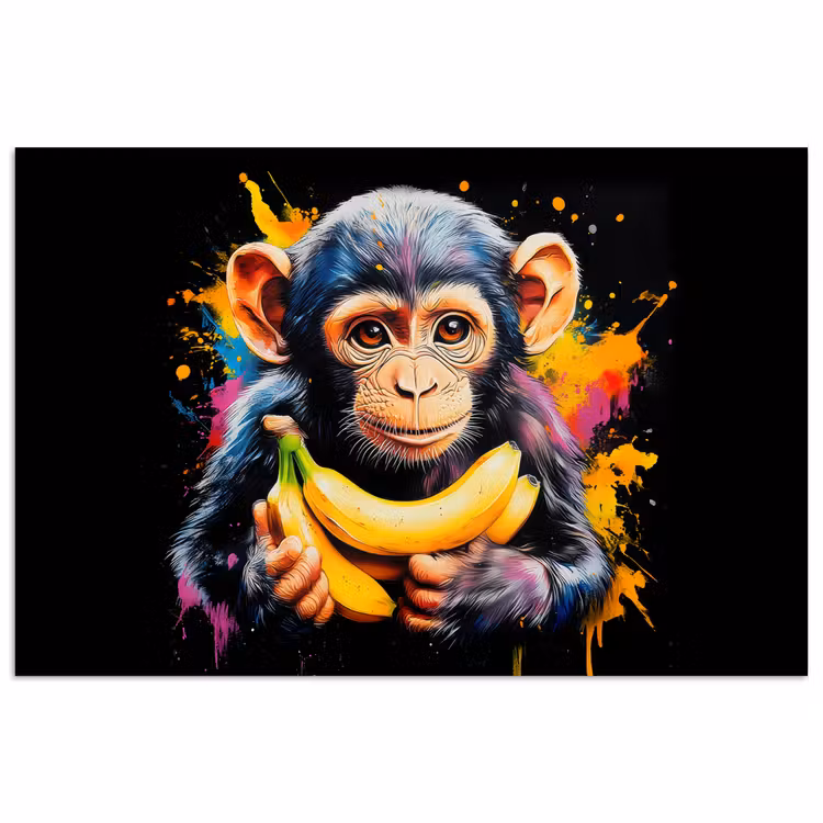 Poster - Aap - Graffiti - Kleurrijk - Bananen - Modern — 1