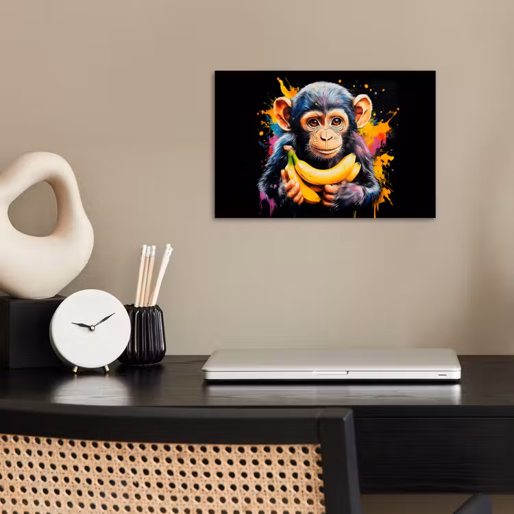 Poster - Aap - Graffiti - Kleurrijk - Bananen - Modern — 2