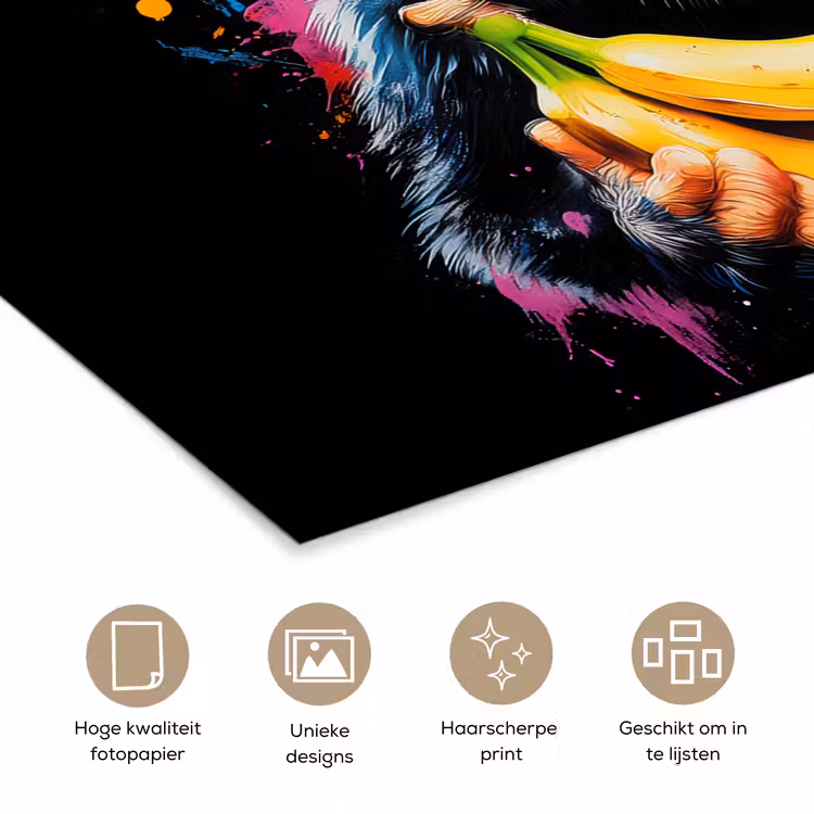 Poster - Aap - Graffiti - Kleurrijk - Bananen - Modern — 5