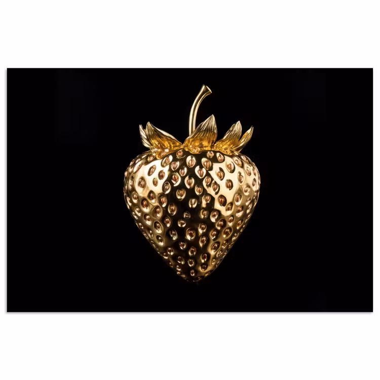 Poster - Aardbei - Goud - Zwart - Chrome — 1