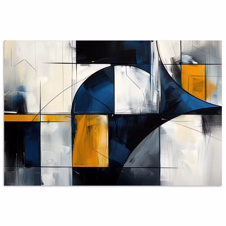 Poster - Abstract - Vormen - Goud - Blauw - Geometrisch — 1