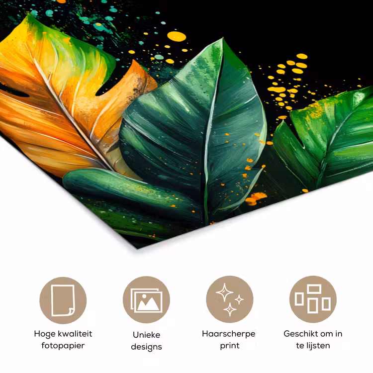 Poster - Bladeren - Groen - Geel - Verf - Jungle — 5