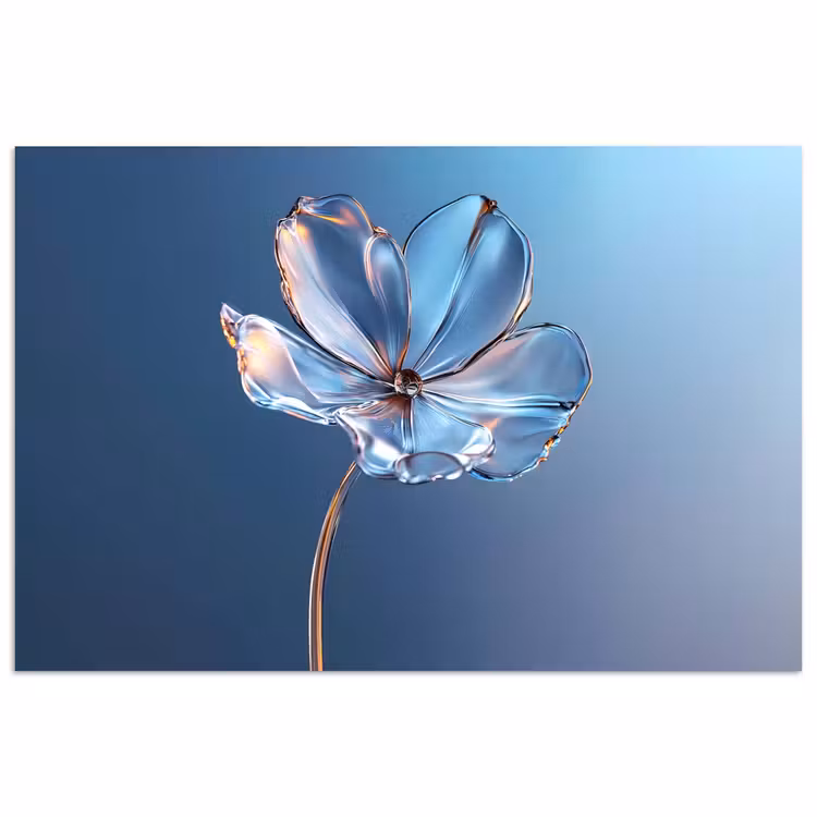 Poster - Blauw - Bloem - Glazen - Sierlijk — 1
