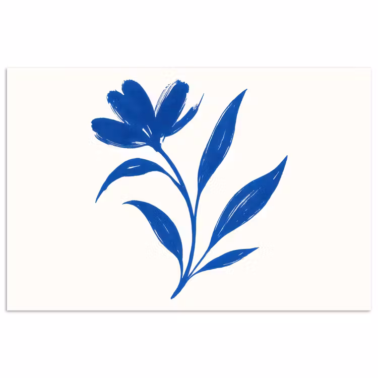 Poster - Bloem - Blaadjes - Minimalistisch - Blauw — 1