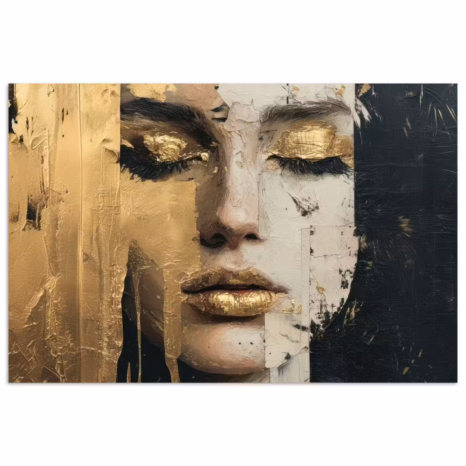 Poster - Abstract - Goud - Gezicht - Lippen — 1