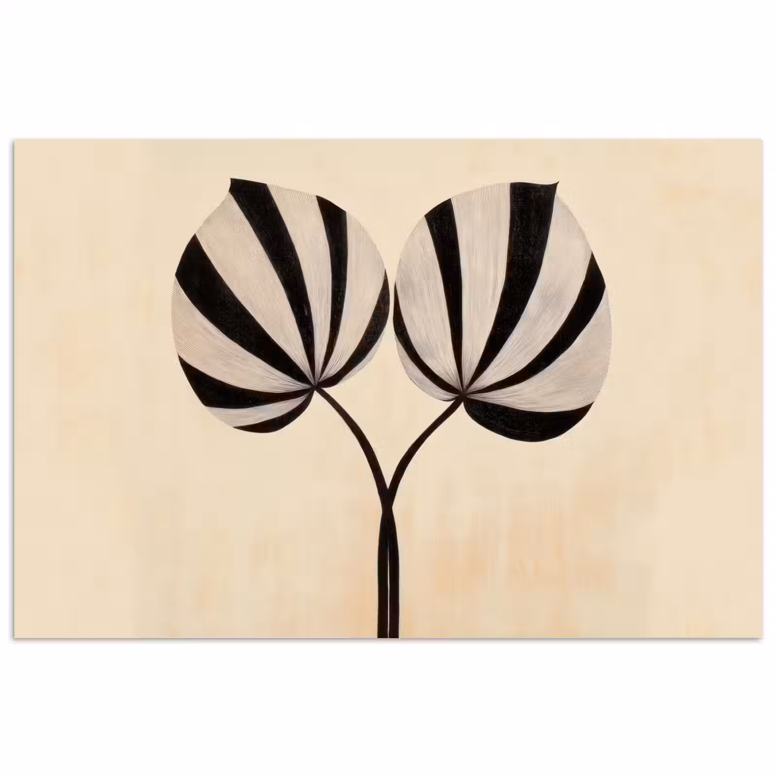 Poster - Bladeren - Gestreept - Stengel - Beige — 1