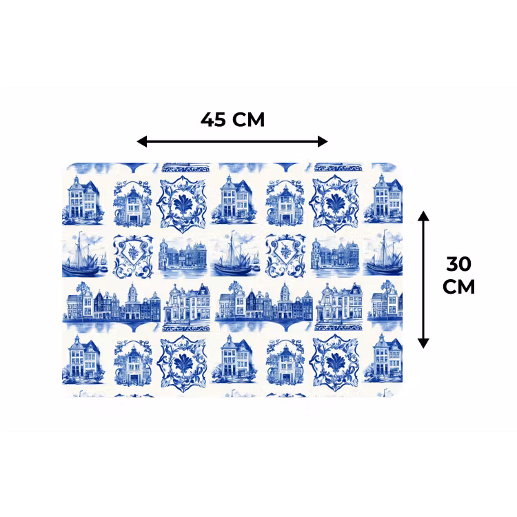 Placemat - 6 stuks - Huizen - Schepen - Blauw — 3