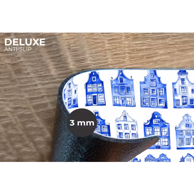 Placemat - 6 stuks - Patroon - Huizen - Blauw — 4