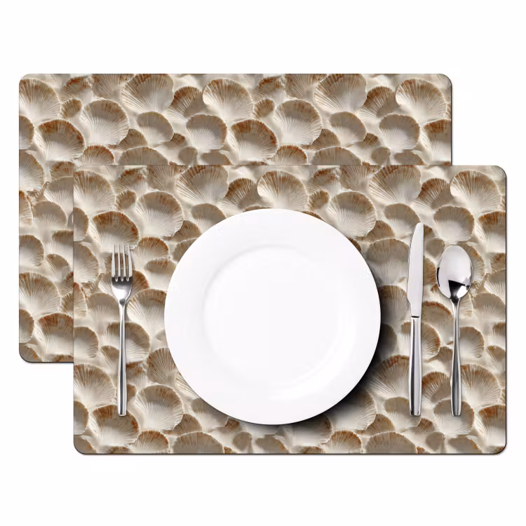 Placemat - 6 stuks - Schelpen - Waaiervorm - Wit — 2