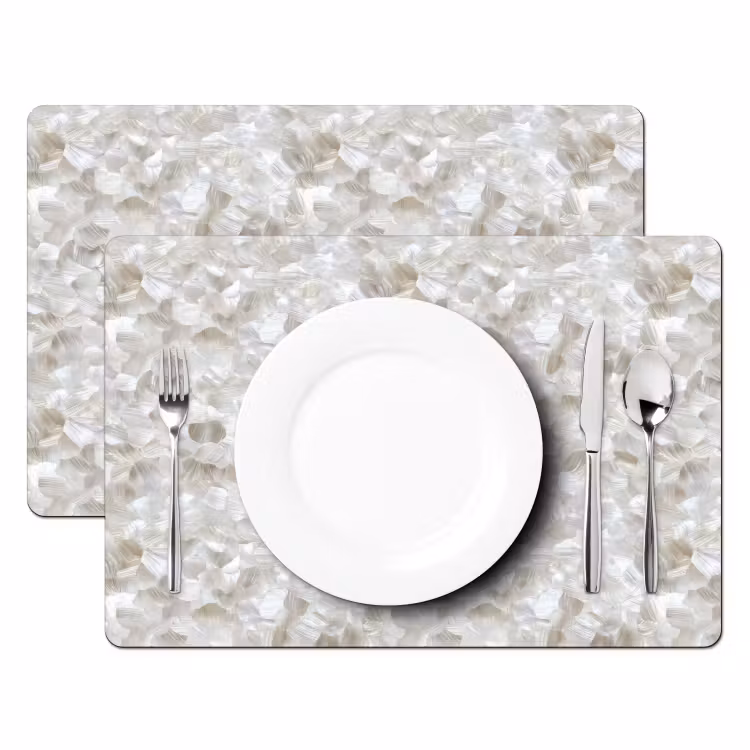Placemat - 6 stuks - Wit - Penseelstreken - Reliëfeffect — 2