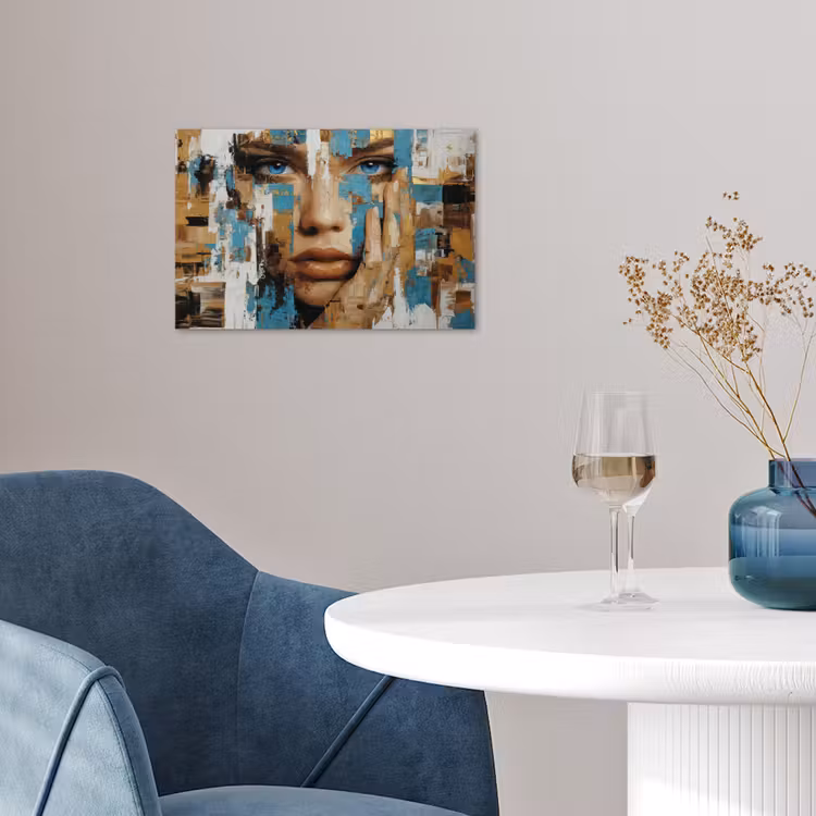 Poster - Abstract - Penseelstreken - Blauw - Gezicht — 4