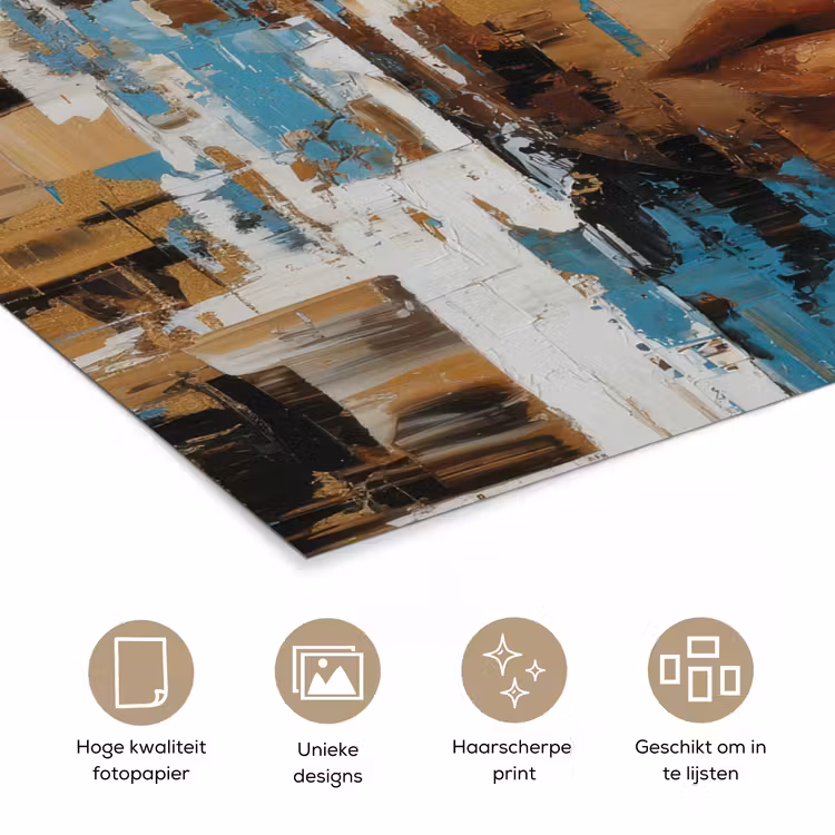 Poster - Abstract - Penseelstreken - Blauw - Gezicht — 5