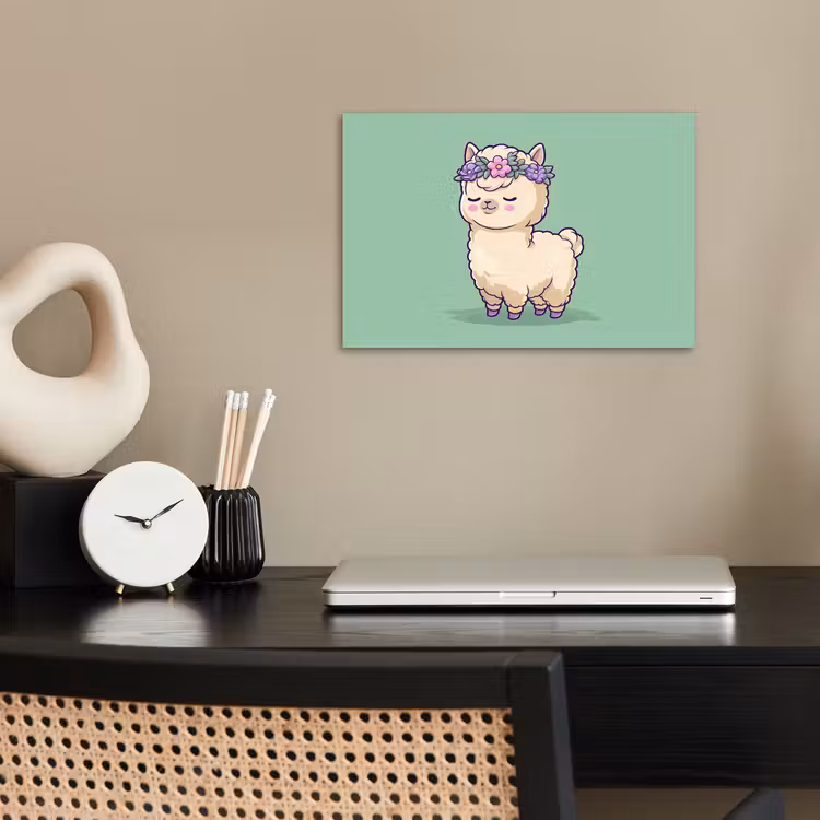 Poster - Alpaca - Groen - Bloemendiadeem — 2