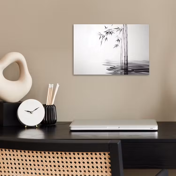 Poster - Bamboestammen - Water - Minimalistisch - Wit — 2