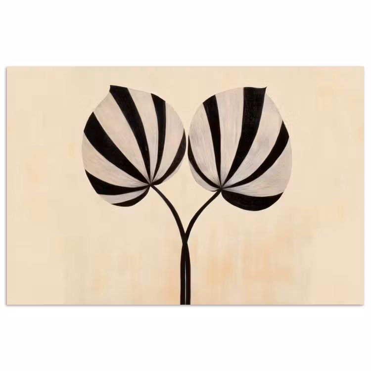 Poster - Bladeren - Gestreept - Stengel - Beige — 1