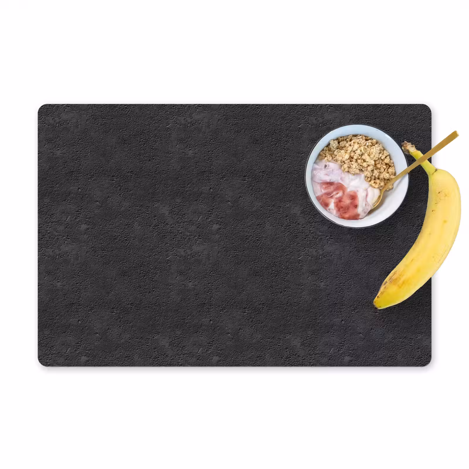 Placemat - 6 stuks - Donkergrijs - Asfaltstructuur - Ruw — 1