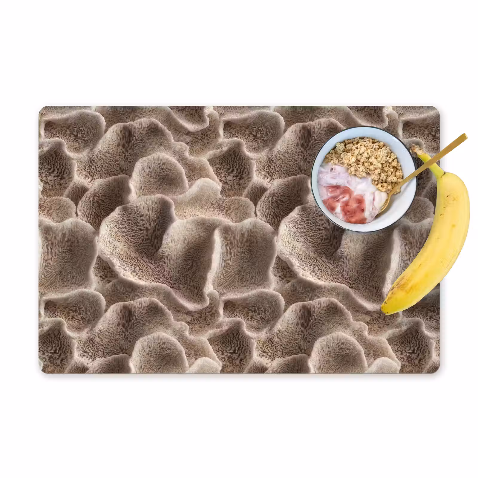 Placemat - 6 stuks - Waaiervorm - Beige - Vezel textuur — 1