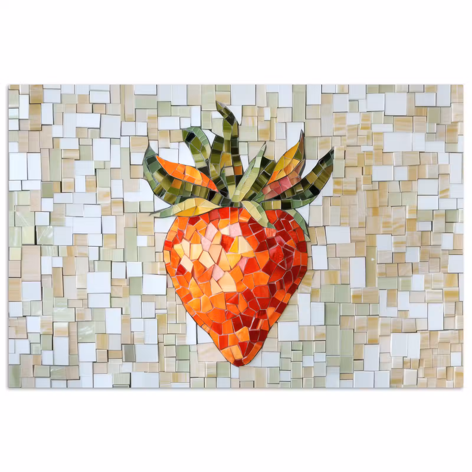 Poster - Aardbei - Rood - Mozaïek - Fruit — 1