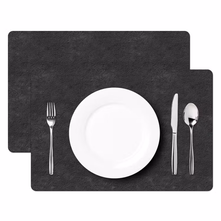 Placemat - 6 stuks - Donkergrijs - Asfaltstructuur - Ruw — 2