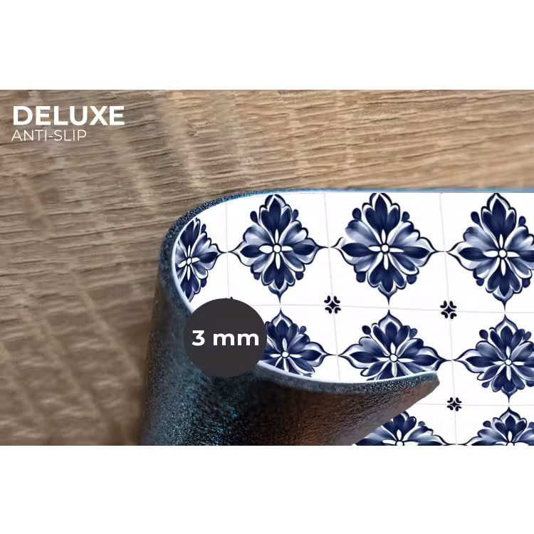 Placemat - 6 stuks - Tegelmotief - Blauw - Wit - Bloem — 4