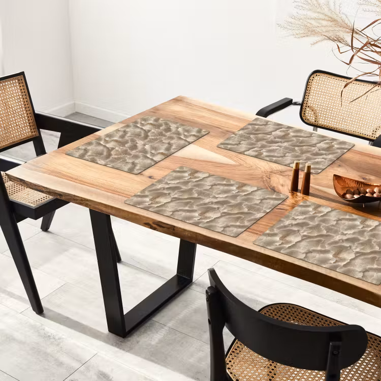 Placemat - 6 stuks - Waaierstructuren - Beige - Vezeltextuur — 5