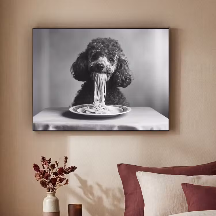Art Frame - Poedel - Hond - Zwart - Wit - Schattig - Pasta — 2