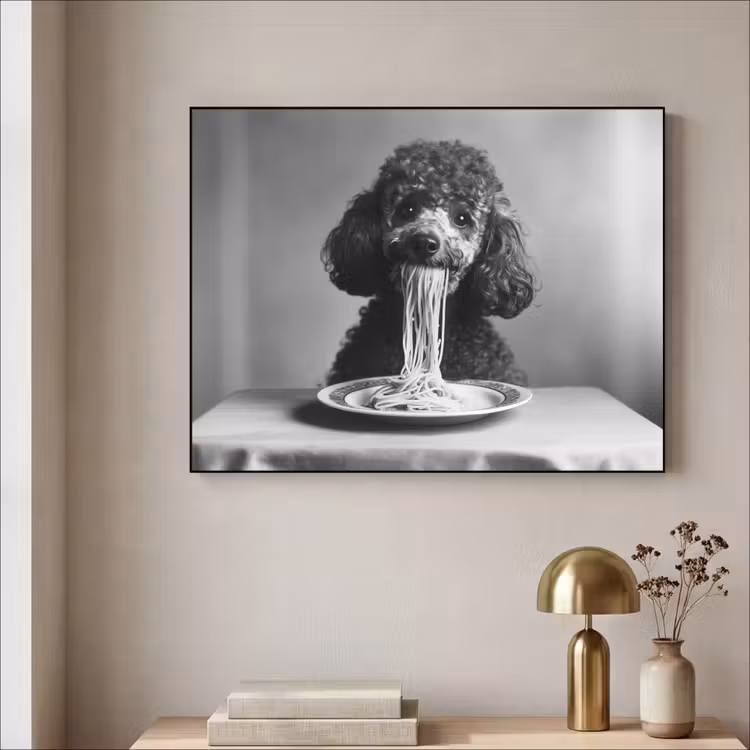 Art Frame - Poedel - Hond - Zwart - Wit - Schattig - Pasta — 3