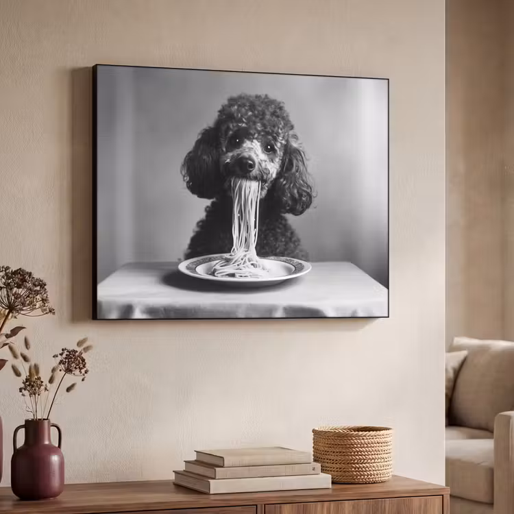 Art Frame - Poedel - Hond - Zwart - Wit - Schattig - Pasta — 4