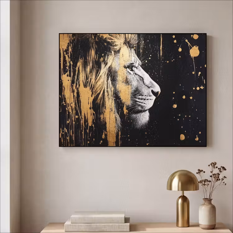 Art Frame - Portret - Leeuw - Abstract - Goud — 3