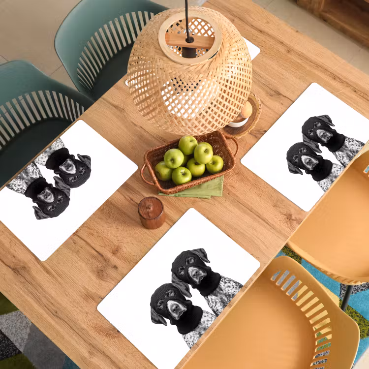 Placemat - 6 stuks - Honden - Bivakmuts - Zwart - wit — 6