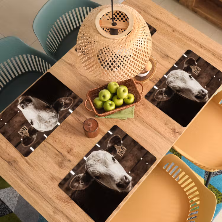 Placemat - 6 stuks - Kalf - Oormerk - Houten stal — 6