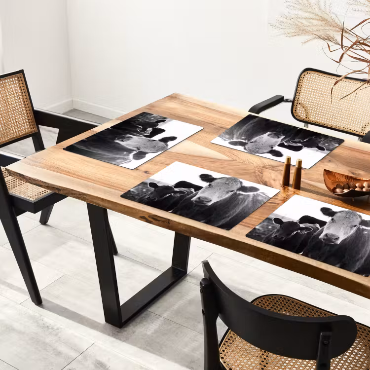 Placemat - 6 stuks - Koeien - Zwart - Wit — 5