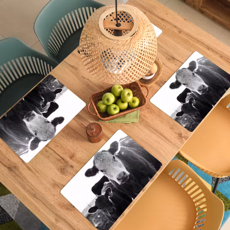 Placemat - 6 stuks - Koeien - Zwart - Wit — 6