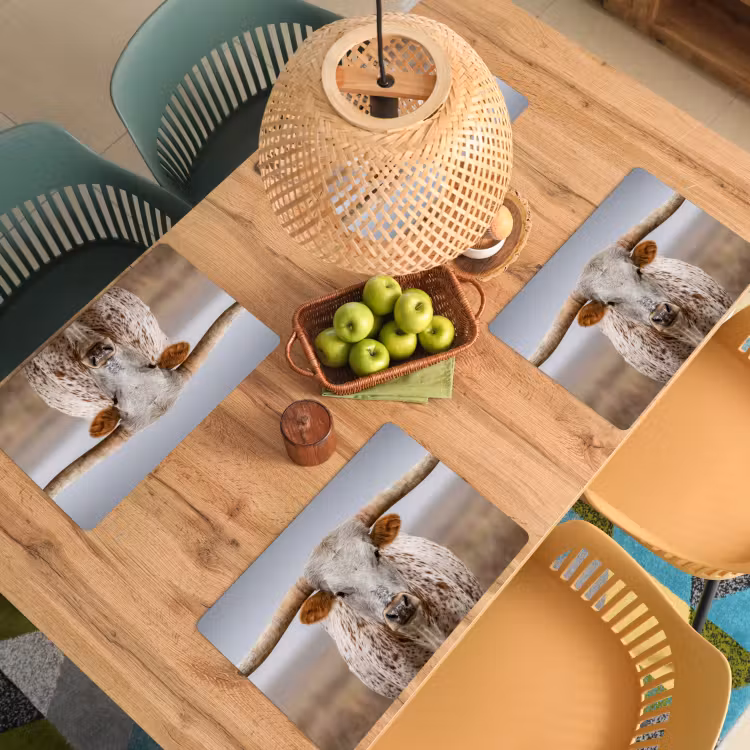 Placemat - 6 stuks - Longhorn - Grasveld - Dier — 6