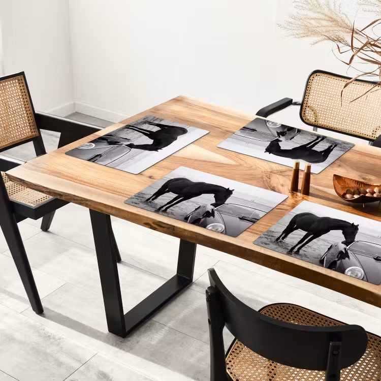 Placemat - 6 stuks - Paard - Auto - Zwart - Wit — 5