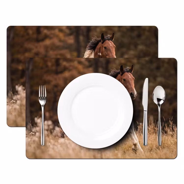 Placemat - 6 stuks - Paard - Bruin - Gras — 2