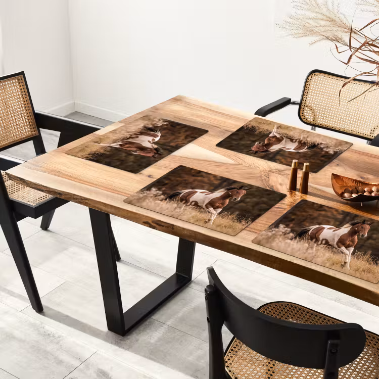 Placemat - 6 stuks - Paard - Bruin - Gras — 5