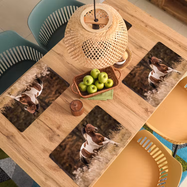 Placemat - 6 stuks - Paard - Bruin - Gras — 6