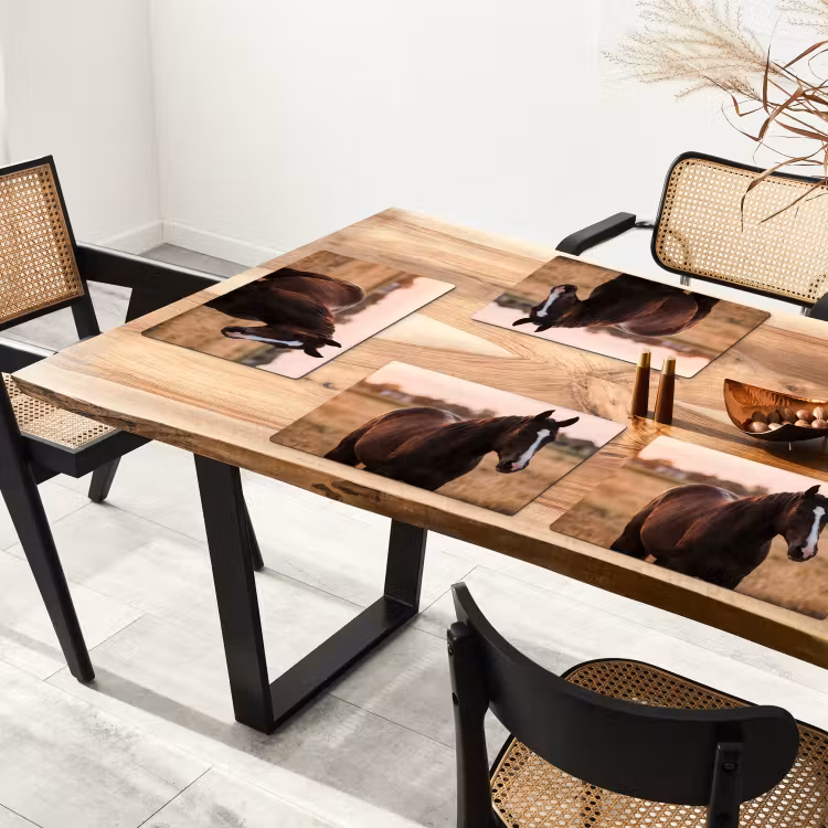 Placemat - 6 stuks - Paard - Zonsondergang - Bruin — 5