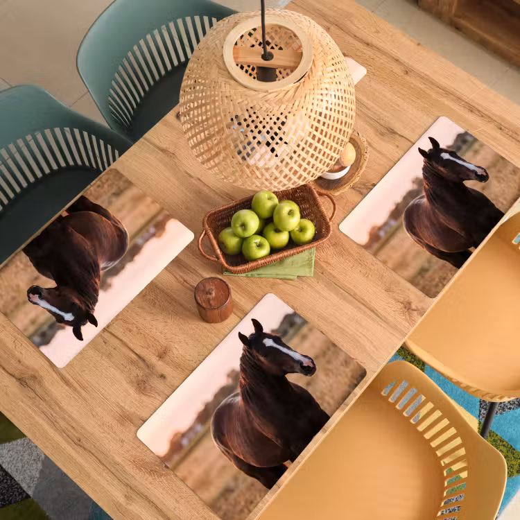 Placemat - 6 stuks - Paard - Zonsondergang - Bruin — 6