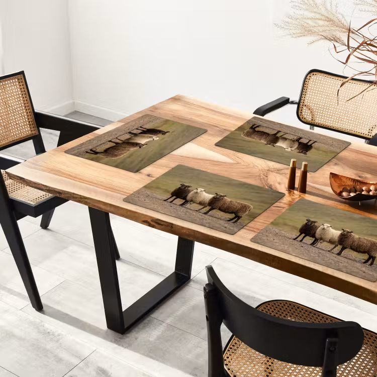 Placemat - 6 stuks - Schapen - Bruin - Wit - Grindpad — 5