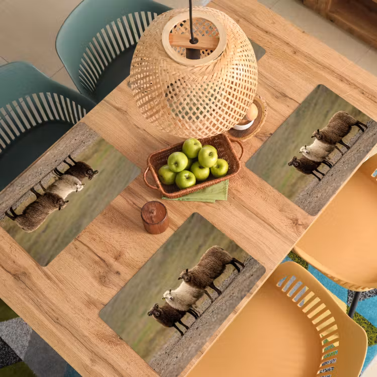 Placemat - 6 stuks - Schapen - Bruin - Wit - Grindpad — 6