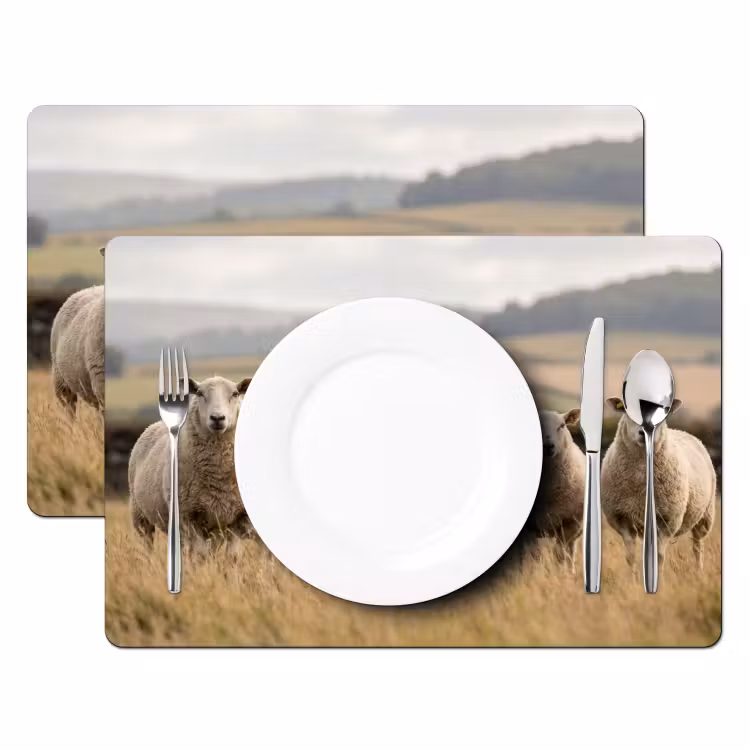 Placemat - 6 stuks - Schapen - Weidenlandschap - Heuvels — 2