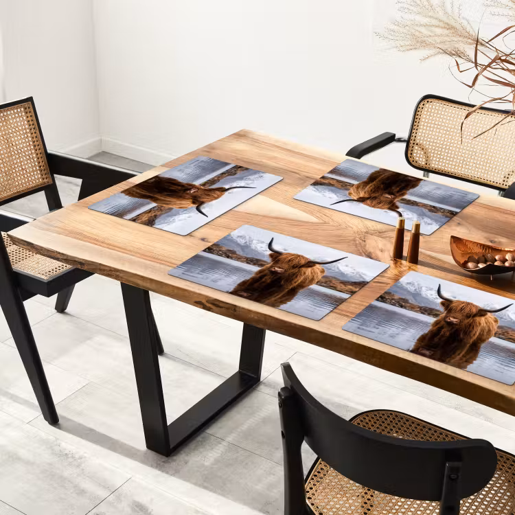 Placemat - 6 stuks - Schotse hooglander - Bruin - Water — 5