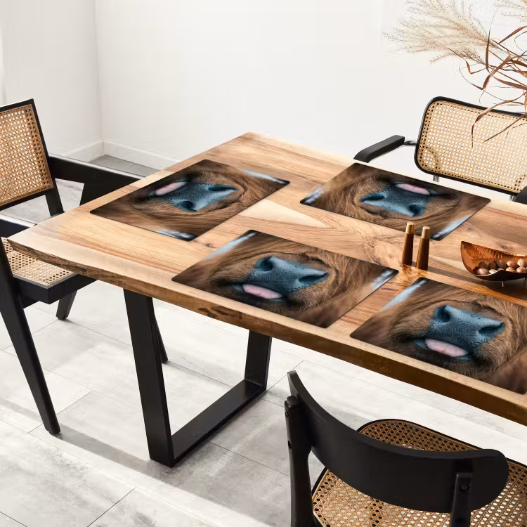Placemat - 6 stuks - Schotse hooglander - Neus - Bruin — 5