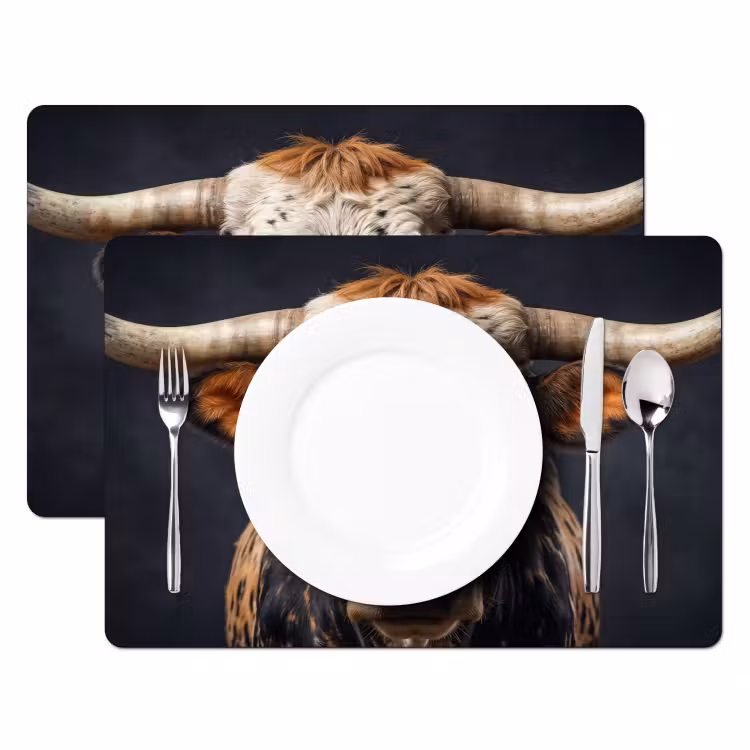 Placemat - 6 stuks - Stier - Kleurrijk - Hoorns — 2