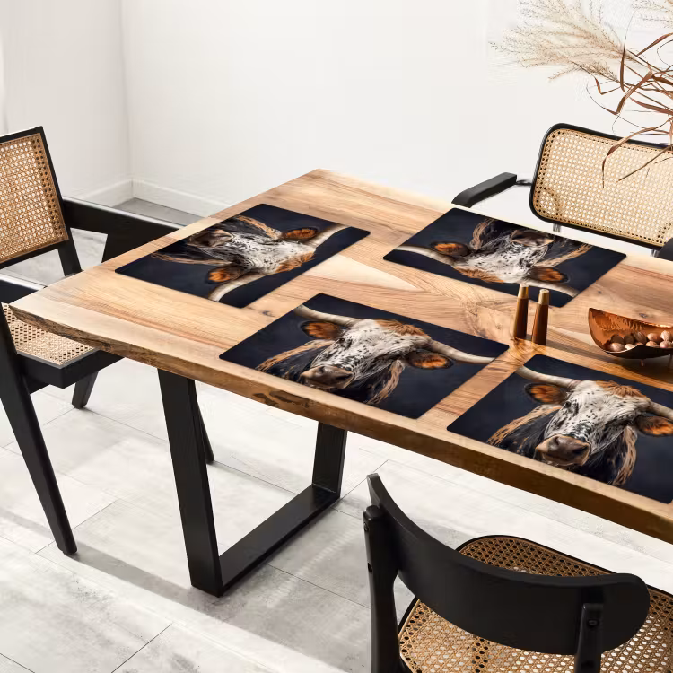 Placemat - 6 stuks - Stier - Kleurrijk - Hoorns — 5