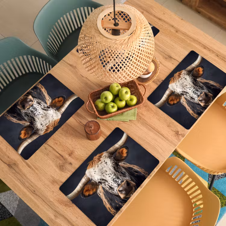 Placemat - 6 stuks - Stier - Kleurrijk - Hoorns — 6