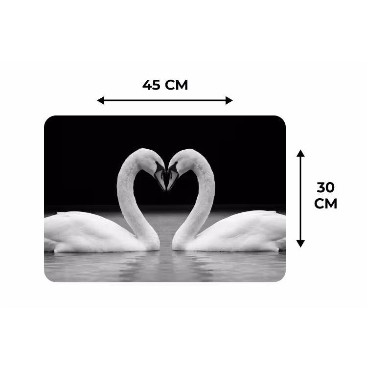 Placemat - 6 stuks - Zwanen - Hart - Zwart - Wit — 3