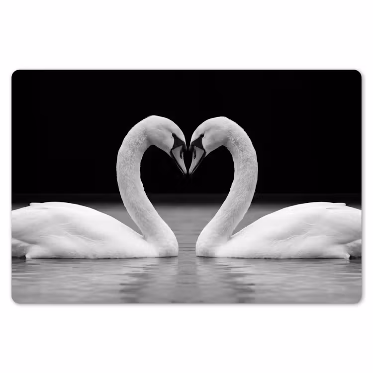 Placemat - 6 stuks - Zwanen - Hart - Zwart - Wit — 7